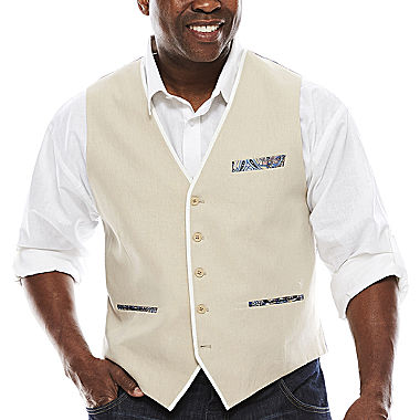 Steve Harvey Linen Blend Vest - Big & Tall