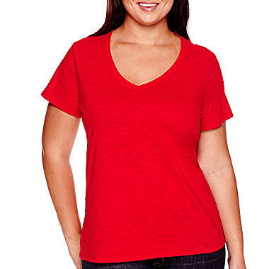 Stylus Short-Sleeve V-Neck Slub Tee - Plus